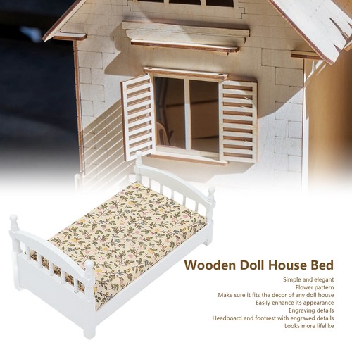 Wooden doll house - doll, bed