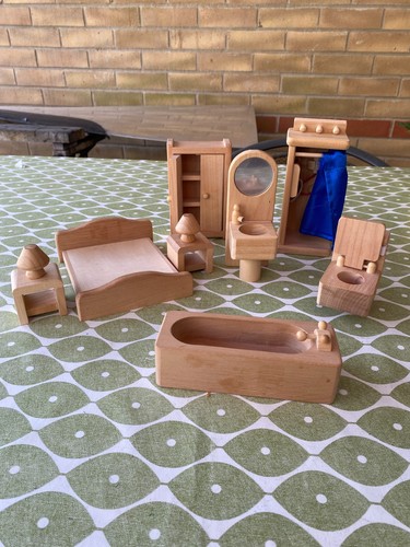 Wooden dolls house - house, furniture
