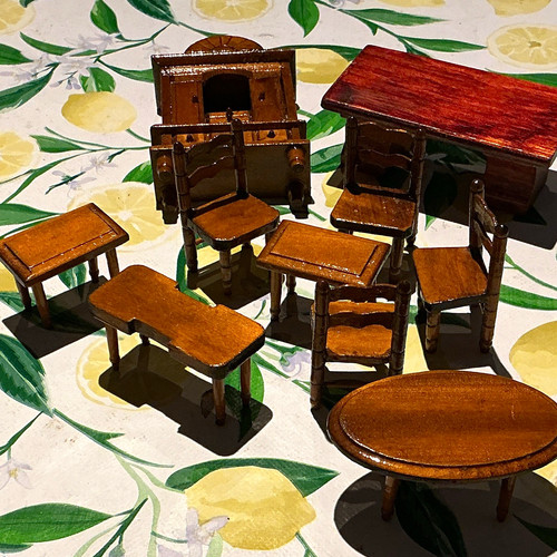 Wooden dolls house furniture - wooden,