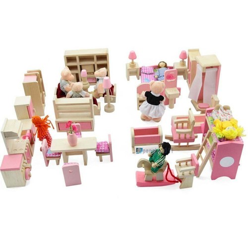 Wooden dolls house - dolls, family
