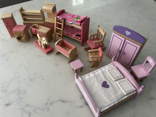 Wooden dolls house furniture - wooden,