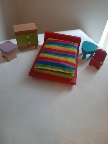 Dolls house wooden bedroom - dolls,
