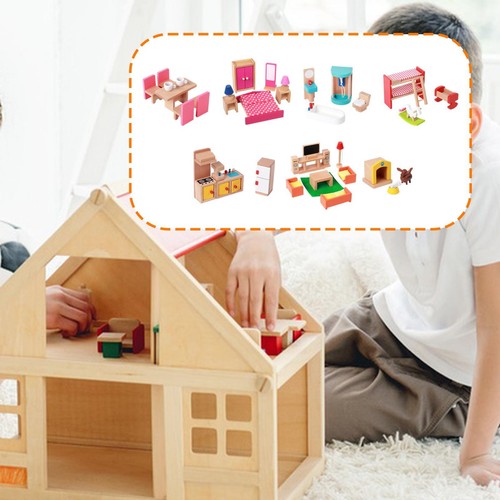 Wooden dollhouse furniture set - dollhouse,