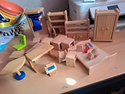 Wooden doll house - wooden, mixed