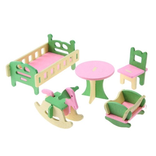 Wooden doll house - house, furniture