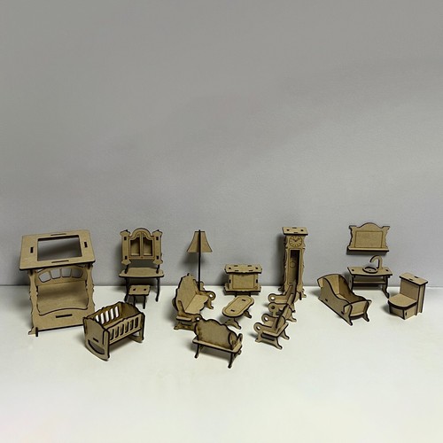 Wooden dolls house furniture - wooden,