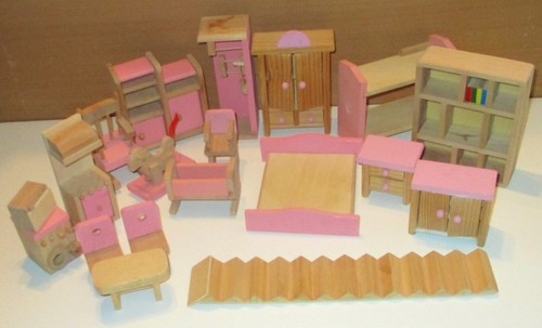 Wooden dolls house furniture - wooden,