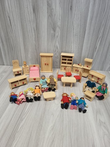 Wooden doll house - wooden, furniture