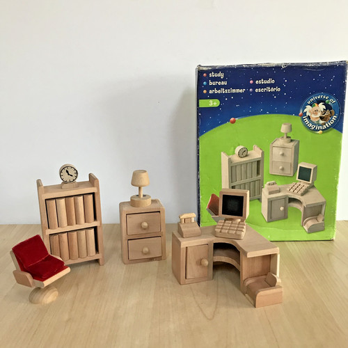 Wooden dolls house - house, furniture