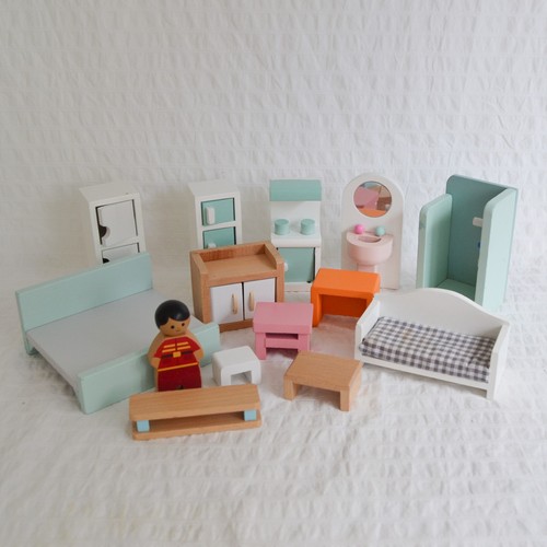 Wood dolls house - house, furniture