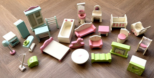 Wooden dolls house furniture - dolls,