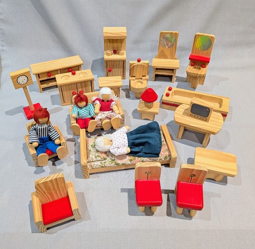 Wooden dolls house furniture - wooden,
